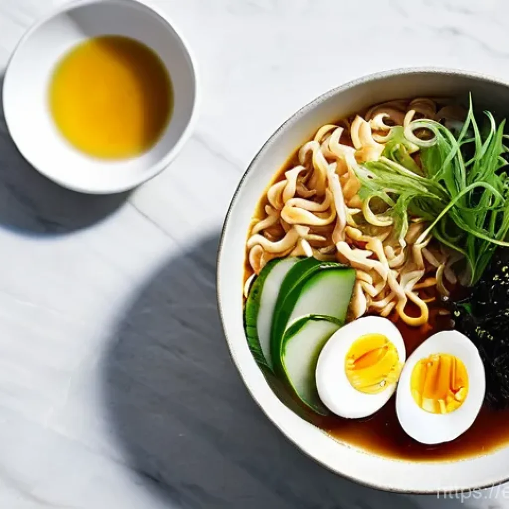 인스턴트 라면 효능 - **Prompt for Unexpected Pairings & Gourmet Twist:**
    A vibrant, overhead shot of a meticulously p...