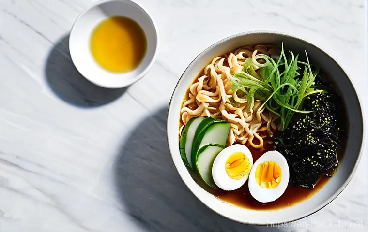 인스턴트 라면 효능 - **Prompt for Unexpected Pairings & Gourmet Twist:**
    A vibrant, overhead shot of a meticulously p...