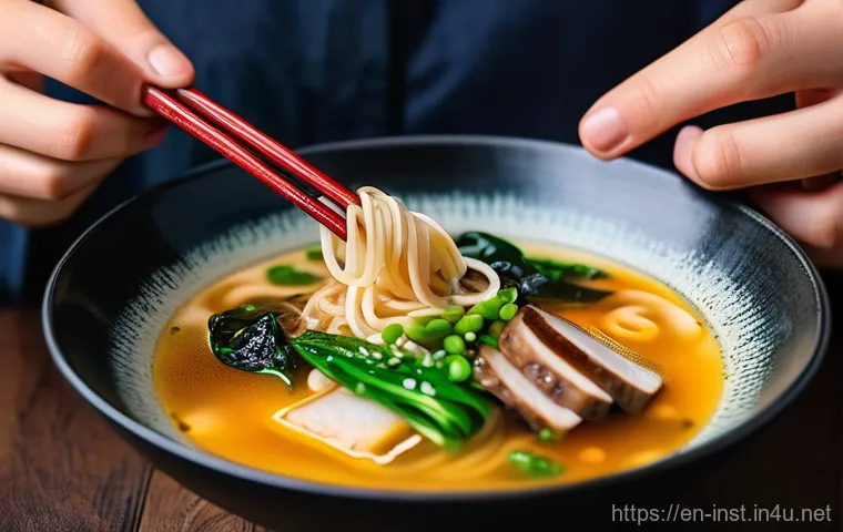 인스턴트 라면 효능 - **Prompt for Hectic Day's Best Friend & Speedy Supper:**
    A cozy, warm scene depicting a person (...