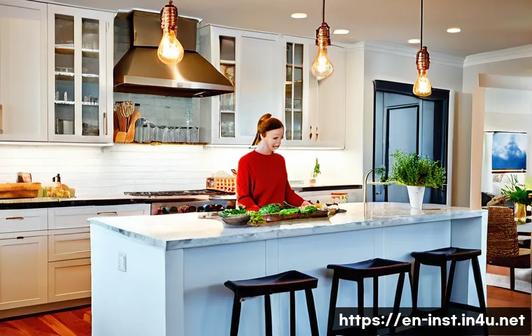 가성비 높은 인스턴트 간편식 - **Prompt:** A cozy, modern kitchen scene at dusk with warm, inviting lighting. A person, in comforta...