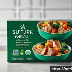 인스턴트 식품의 가격대 - A high-resolution image of a premium instant meal package displayed on a kitchen counter, featuring ...